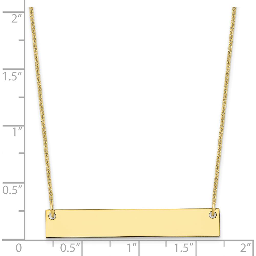 10K Yellow Gold Personalized Medium Blank Bar Necklace - 18" Cable Chain with Polished Finish