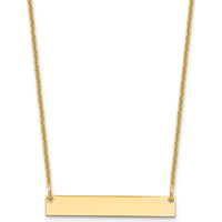 10K Yellow Gold Personalized Small Blank Bar Necklace - 18in Cable Chain with Lobster Clasp