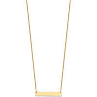 10K Yellow Gold Personalized Small Blank Bar Necklace - 18in Cable Chain with Lobster Clasp