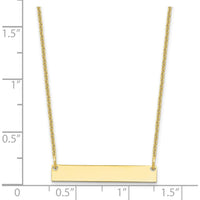 10K Yellow Gold Personalized Small Blank Bar Necklace - 18in Cable Chain with Lobster Clasp