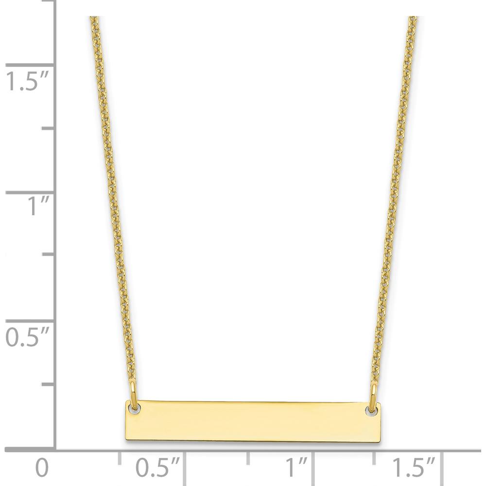 10K Yellow Gold Personalized Small Blank Bar Necklace - 18in Cable Chain with Lobster Clasp