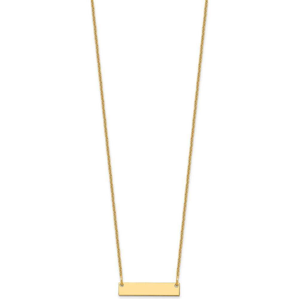 10K Yellow Gold Personalized Small Blank Bar Necklace with 18" Cable Chain