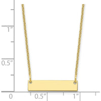 10K Yellow Gold Personalized Small Blank Bar Necklace with 18" Cable Chain