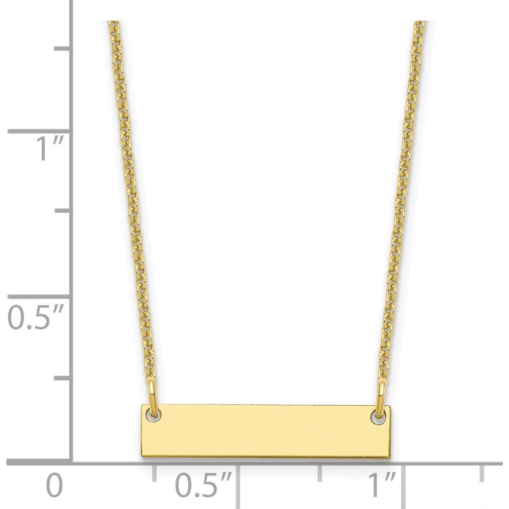 10K Yellow Gold Personalized Small Blank Bar Necklace with 18" Cable Chain
