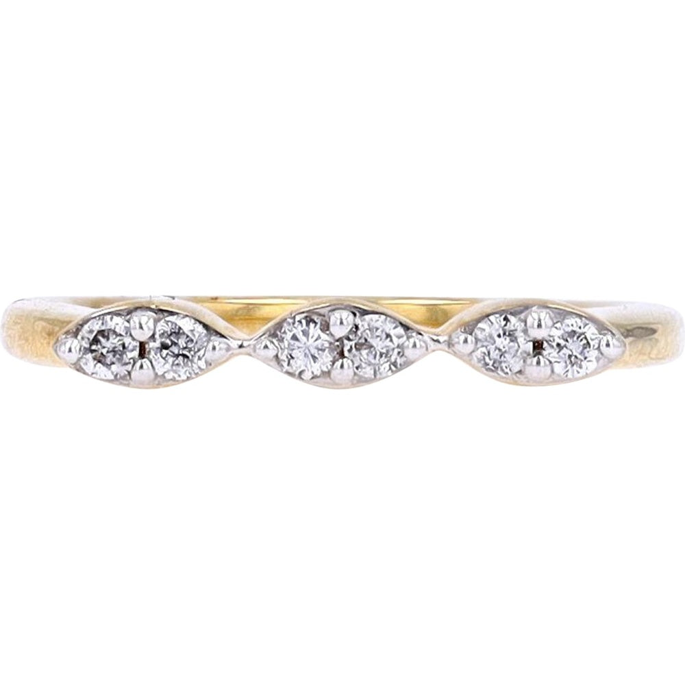 10K Yellow Gold Pinky Ring with Marquise-Set Round Diamonds - 0.14 Carat Total Diamond Weight