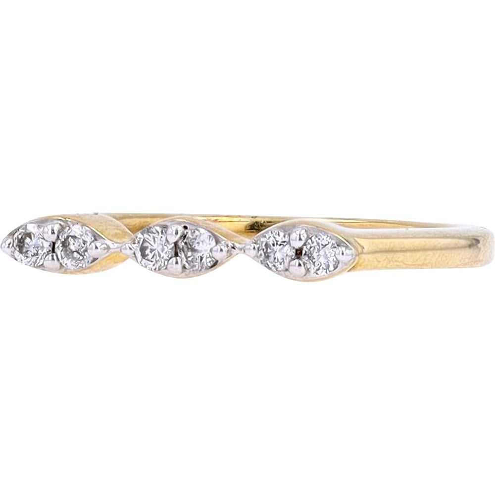 10K Yellow Gold Pinky Ring with Marquise-Set Round Diamonds - 0.14 Carat Total Diamond Weight