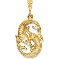 10K Yellow Gold Pisces Zodiac Pendant Charm - Polished Finish