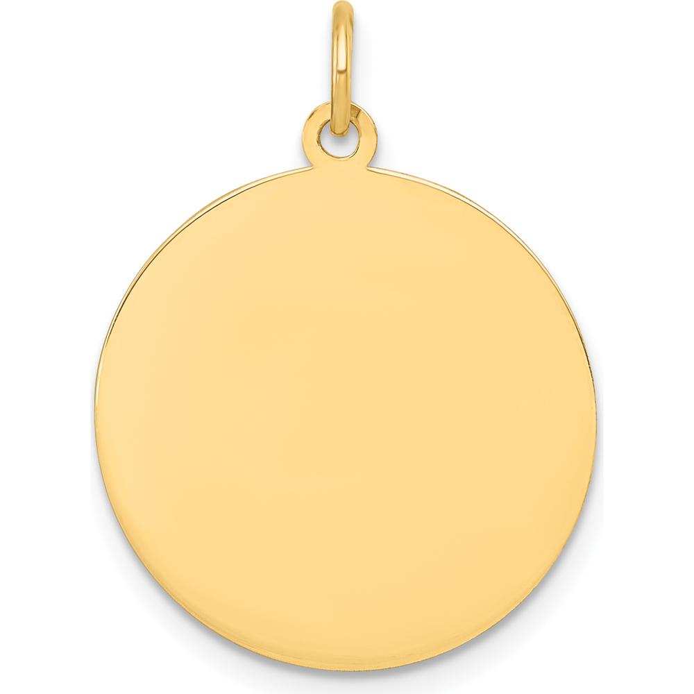 10K Yellow Gold Plain Circular Engravable Disc Charm - 20.7mm