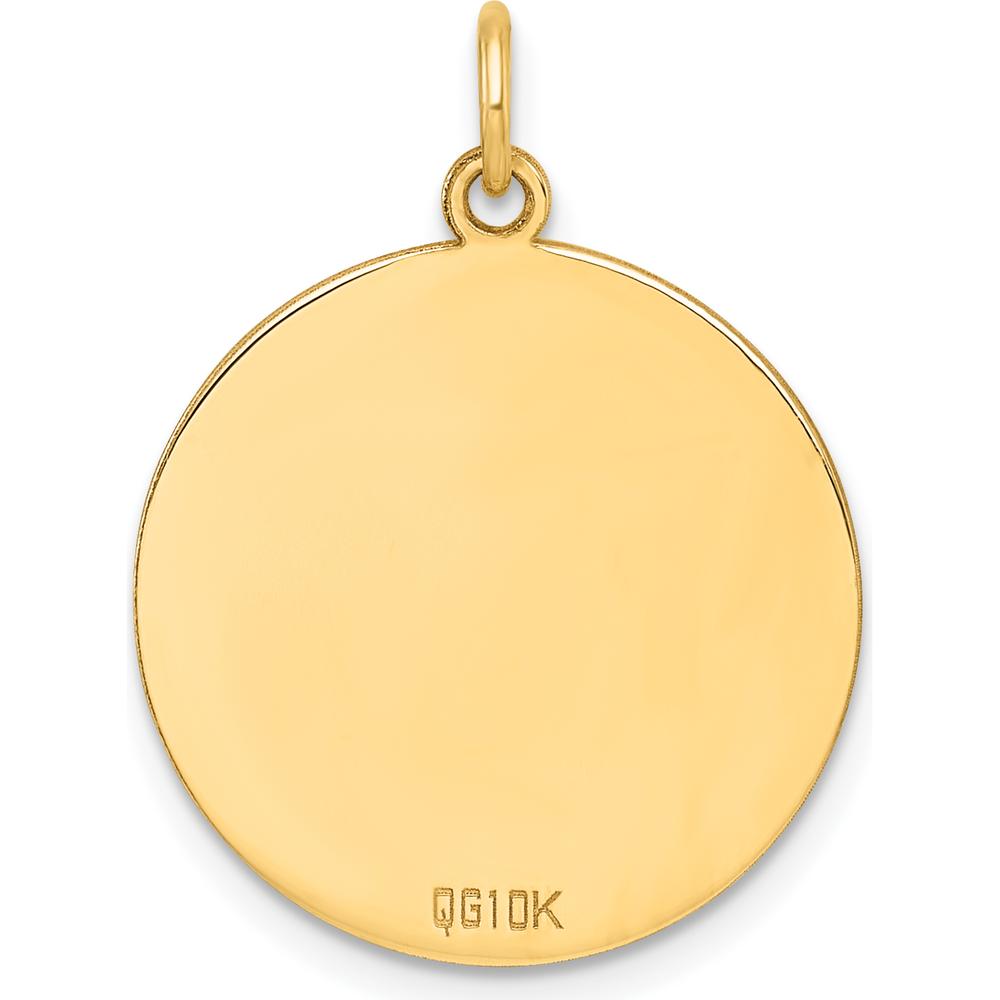 10K Yellow Gold Plain Circular Engravable Disc Charm - 20.7mm
