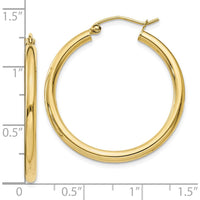 10K Yellow Gold Polished 2.5mm Tube Hoop Earrings - Lightweight Design
