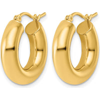 10K Yellow Gold Polished 20mm Hoop Earrings - Lightweight Design
