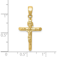 10K Yellow Gold Polished 2D Crucifix Pendant with Jesus on Cross - 28.5mm Length