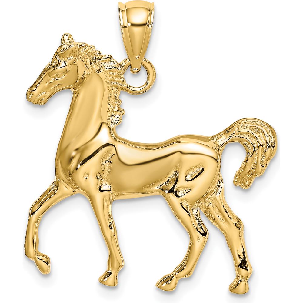10K Yellow Gold Polished 2D Horse Charm Pendant