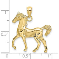 10K Yellow Gold Polished 2D Horse Charm Pendant