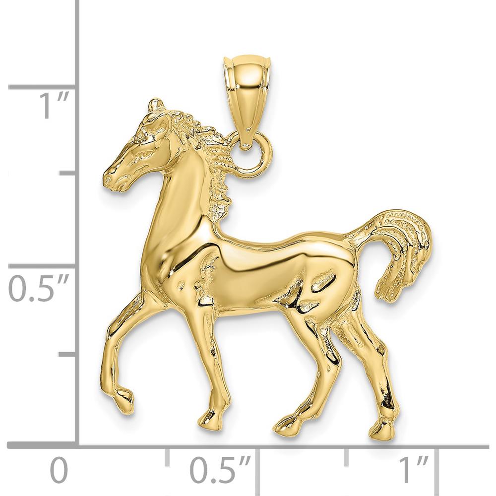10K Yellow Gold Polished 2D Horse Charm Pendant
