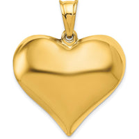 10K Yellow Gold Polished 3D Heart Pendant - Elegant Love Charm