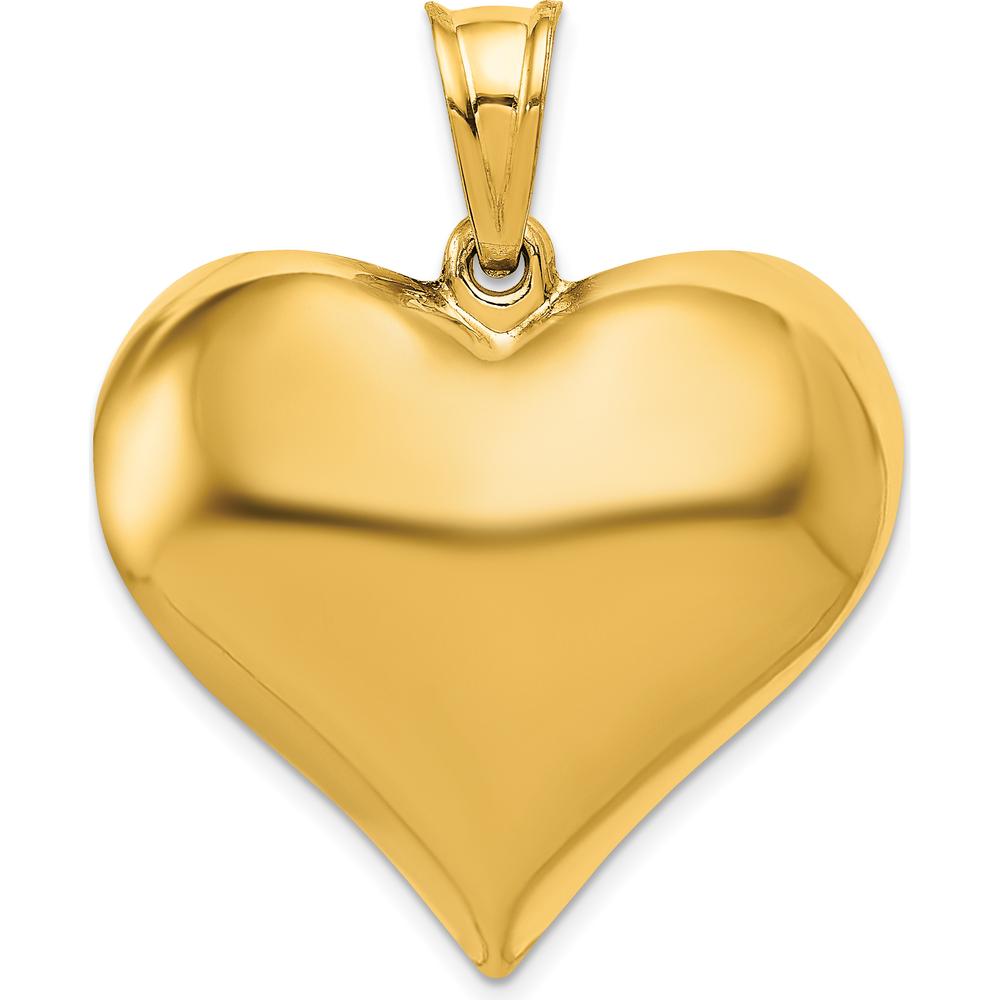 10K Yellow Gold Polished 3D Heart Pendant - Elegant Love Charm