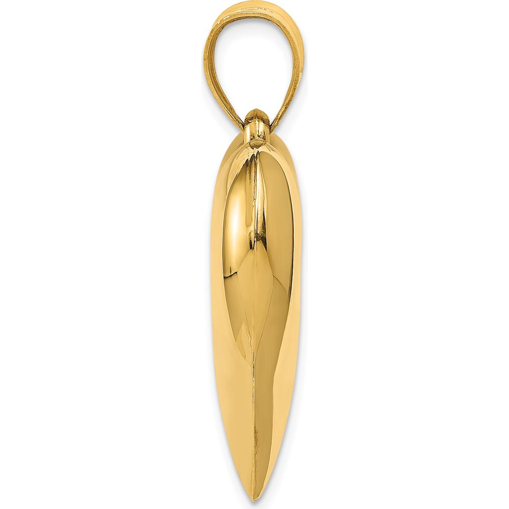 10K Yellow Gold Polished 3D Heart Pendant - Elegant Love Charm