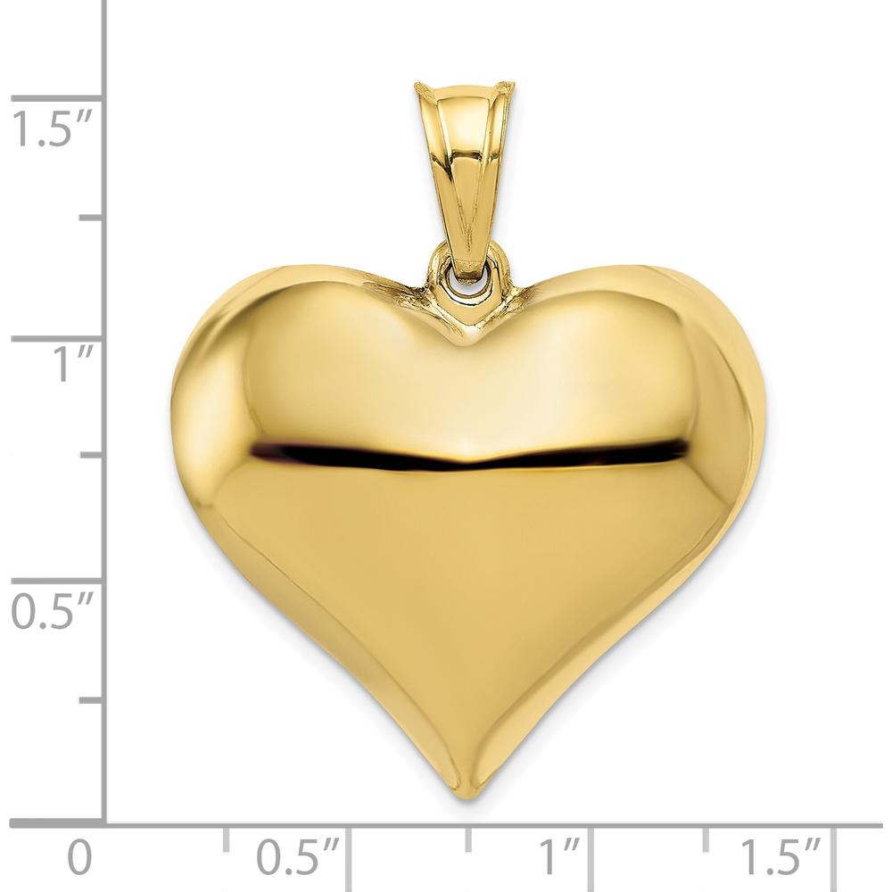 10K Yellow Gold Polished 3D Heart Pendant - Elegant Love Charm