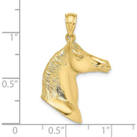 10K Yellow Gold Polished 3D Horse Head Pendant - Equestrian Jewelry Charm