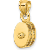 10K Yellow Gold Polished 3D Moveable Pulley Charm Pendant