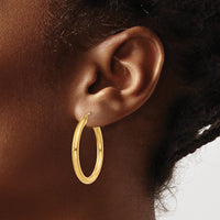 10K Yellow Gold Polished 3mm Tube Hoop Earrings - Elegant Yellow Gold Hoops for Women