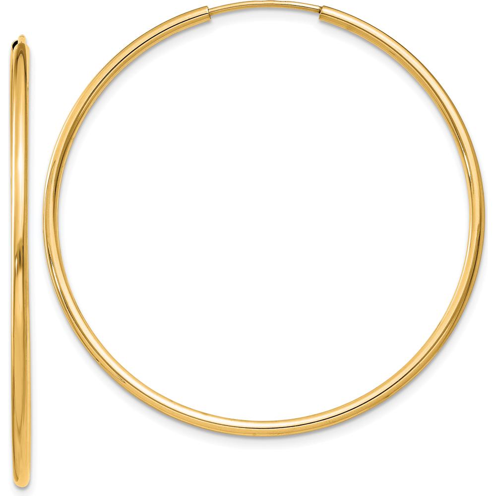 10K Yellow Gold Polished 40.5mm Endless Hoop Earrings