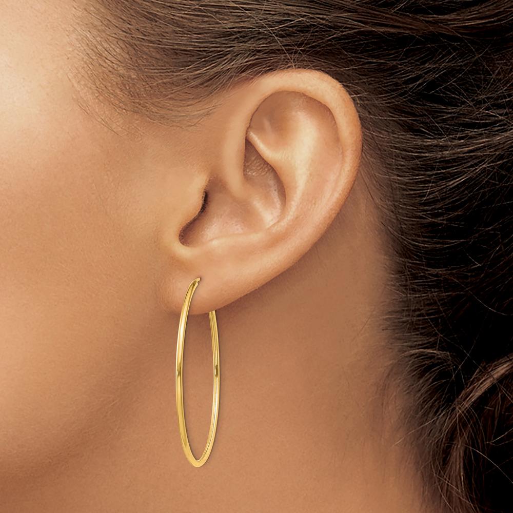 10K Yellow Gold Polished 40.5mm Endless Hoop Earrings