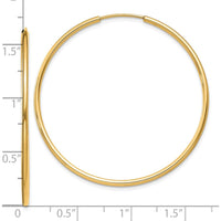 10K Yellow Gold Polished 40.5mm Endless Hoop Earrings