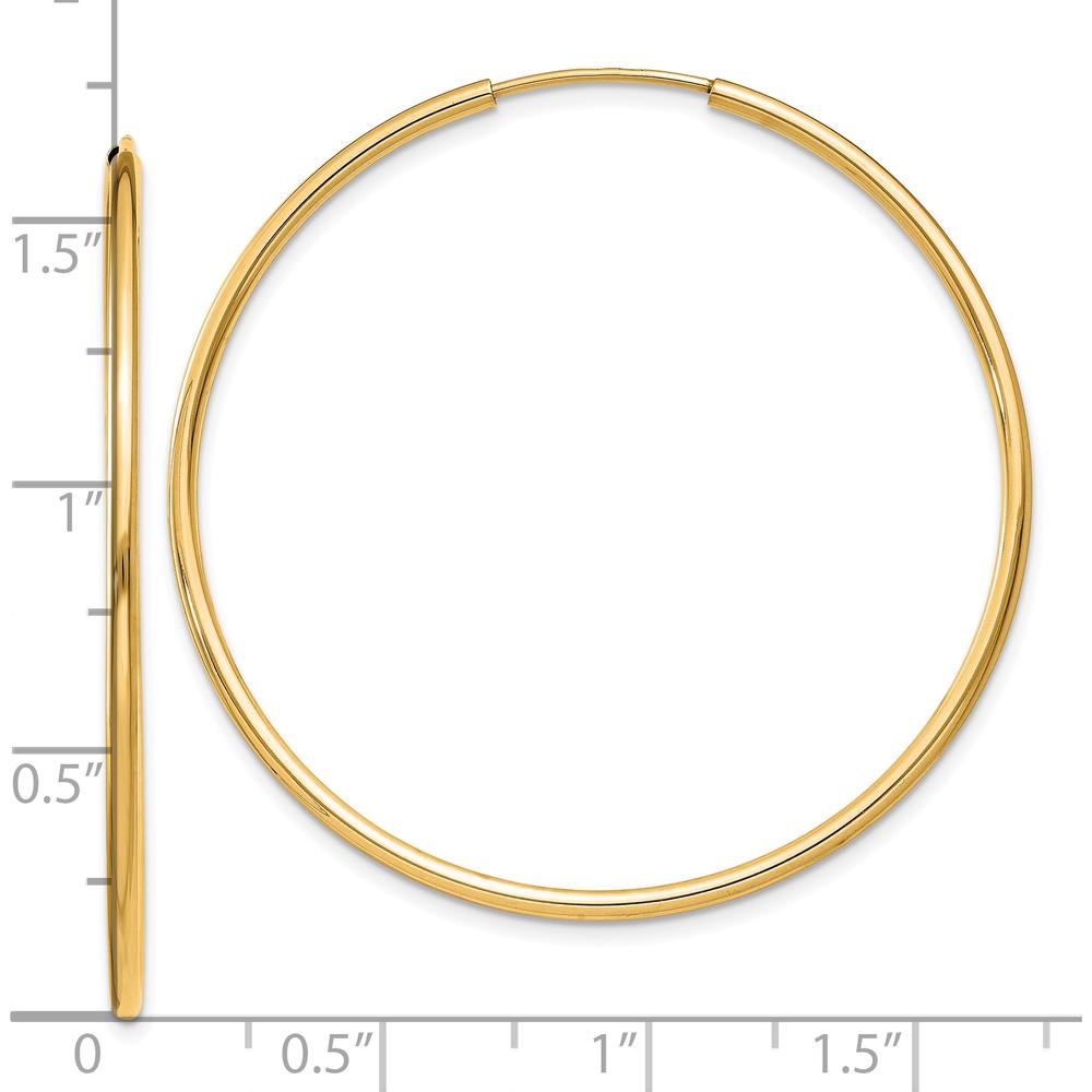 10K Yellow Gold Polished 40.5mm Endless Hoop Earrings