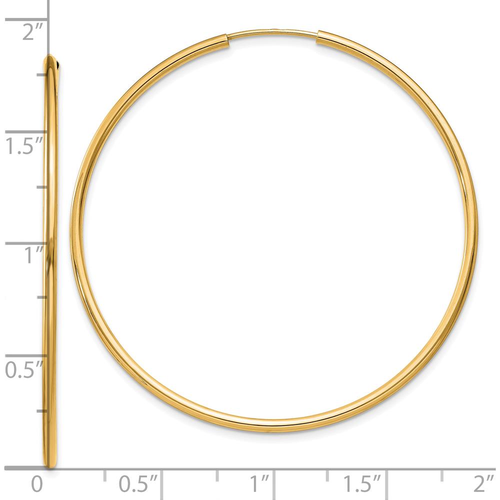10K Yellow Gold Polished 45.5mm Endless Hoop Earrings - Timeless Luxury