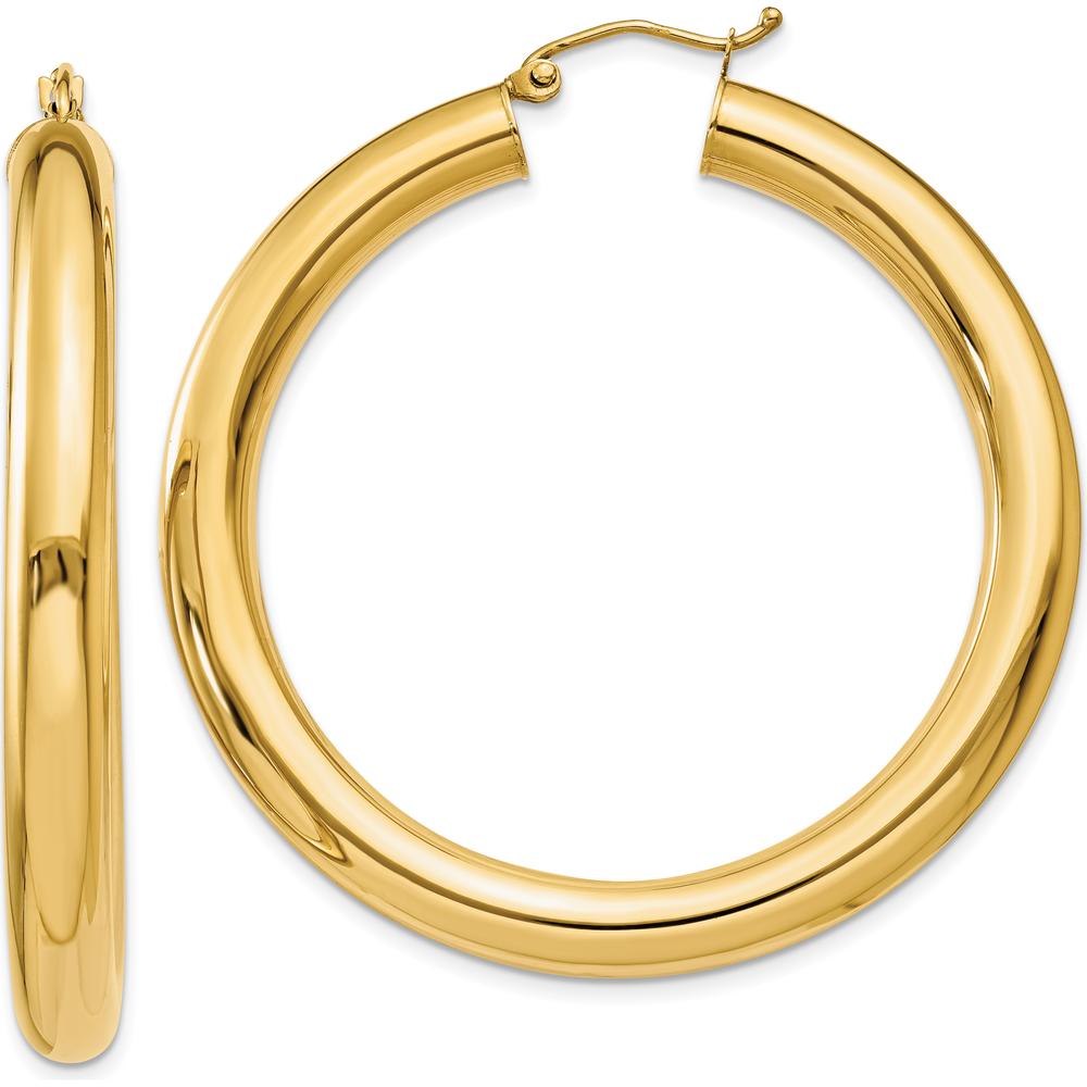 10K Yellow Gold Polished 45mm Lightweight Hoop Earrings
