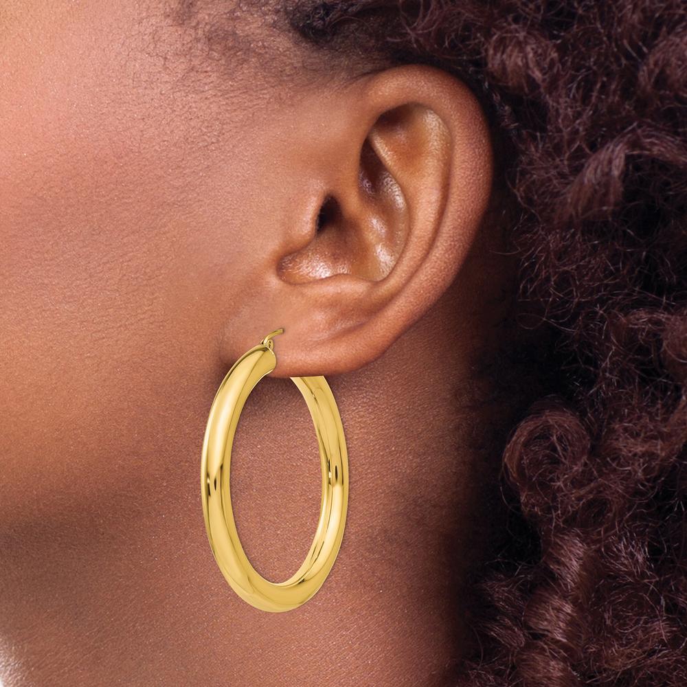 10K Yellow Gold Polished 45mm Lightweight Hoop Earrings