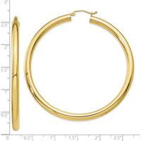 10K Yellow Gold Polished 4mm Tube Hoop Earrings - 61.61mm