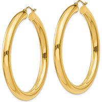 10K Yellow Gold Polished 50mm Lightweight Hoop Earrings
