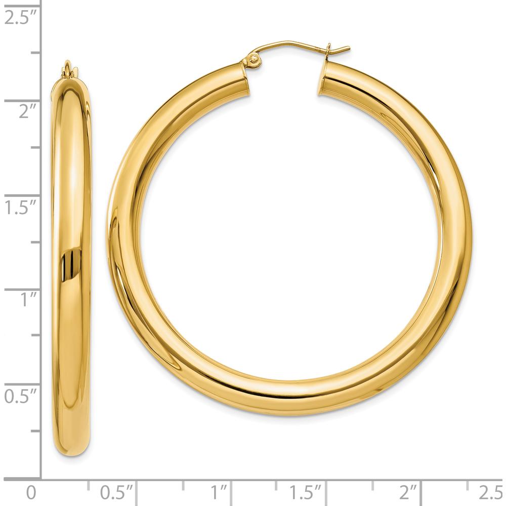 10K Yellow Gold Polished 50mm Lightweight Hoop Earrings