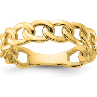 10K Yellow Gold Polished 5mm Curb Link Ring - Fashion Design, Size 7