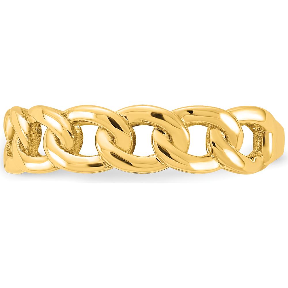 10K Yellow Gold Polished 5mm Curb Link Ring - Fashion Design, Size 7