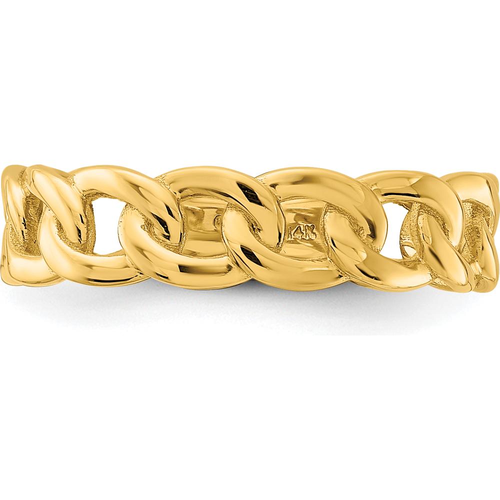 10K Yellow Gold Polished 5mm Curb Link Ring - Fashion Design, Size 7