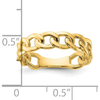 10K Yellow Gold Polished 5mm Curb Link Ring - Fashion Design, Size 7