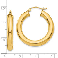 10K Yellow Gold Polished 5mm Lightweight Hoop Earrings - 30mm Length