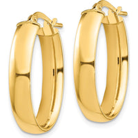 10K Yellow Gold Polished 5mm Oval Hoop Earrings - 25.35mm Length