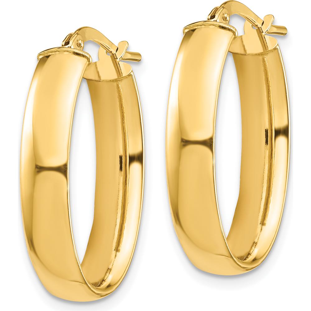 10K Yellow Gold Polished 5mm Oval Hoop Earrings - 25.35mm Length