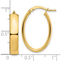 10K Yellow Gold Polished 5mm Oval Hoop Earrings - 25.35mm Length