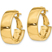 10K Yellow Gold Polished 6.75mm Omega Back Hoop Earrings
