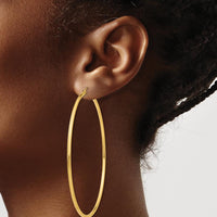 10K Yellow Gold Polished 70mm Lightweight Tube Hoop Earrings - Elegant and Comfortable Design