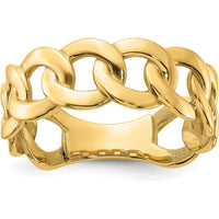 10K Yellow Gold Polished 8mm Curb Link Ring - Size 10