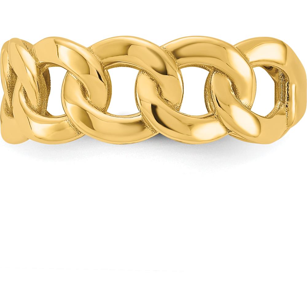 10K Yellow Gold Polished 8mm Curb Link Ring - Size 10