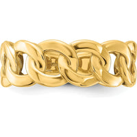 10K Yellow Gold Polished 8mm Curb Link Ring - Size 10