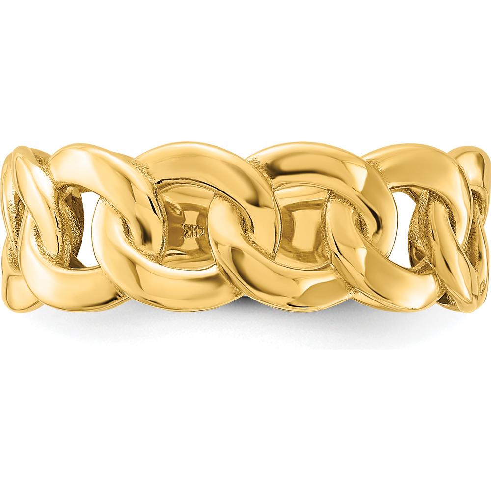 10K Yellow Gold Polished 8mm Curb Link Ring - Size 10